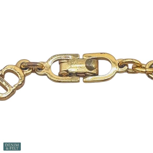 Christian Dior Vintage Gold Plated CD Logo Link Chain Bracelet Signed - Picture 9 of 10